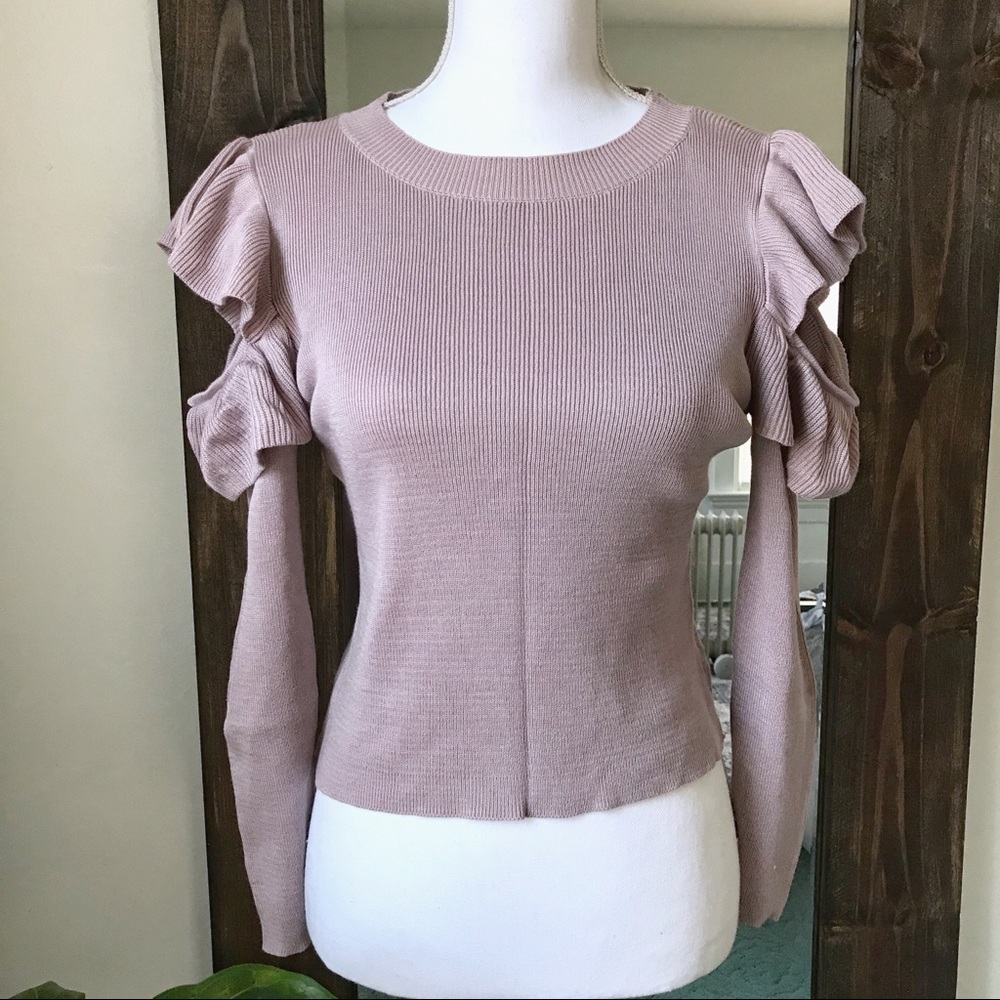 ✨She + Sky Dusty Lilac Crop Ruffle Sweater Top